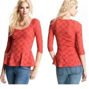 Free People coral peplum Top S